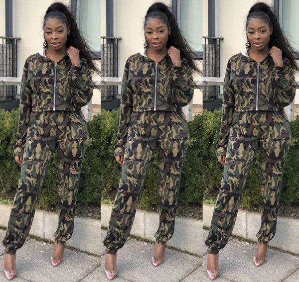Street Style Printing Leisure Hooded Suits For Women LMM8084