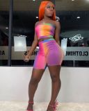 Factory Price Short Outfits Off Sholder Top Printing Shorts HH8867