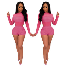Hot Sale Sets Long Sleeves One-Piece Top Summer Shorts QQM3734
