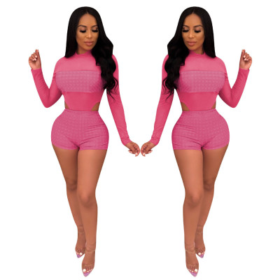 Hot Sale Sets Long Sleeves One-Piece Top Summer Shorts QQM3734
