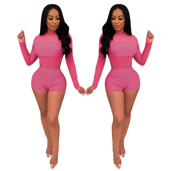 Hot Sale Sets Long Sleeves One-Piece Top Summer Shorts QQM3734