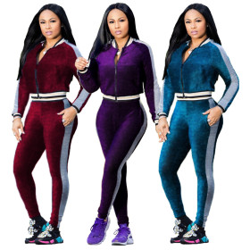 Autumn Women Track Suits Long Sleeve Coat Skinny Pants SMR9032