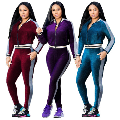 Autumn Women Track Suits Long Sleeve Coat Skinny Pants SMR9032