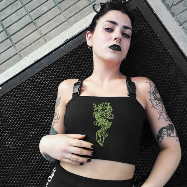 Dragon embroidery cross strap vest HT4044W12