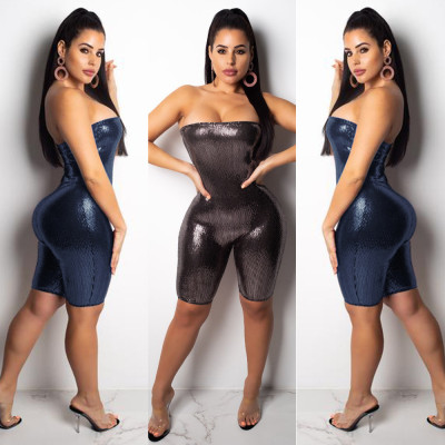 Wholesale Price Clubwear Off Shoulder Bling Short Jumpsuit K8647
