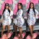 Sexy Butterfly Print Skinny Sleeve Dress HM5343