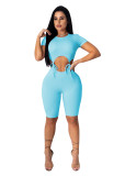 Casual solid color knitted waist jumpsuit TS1051
