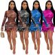 Sexy net yarn boutique slim long sleeve dress YS428
