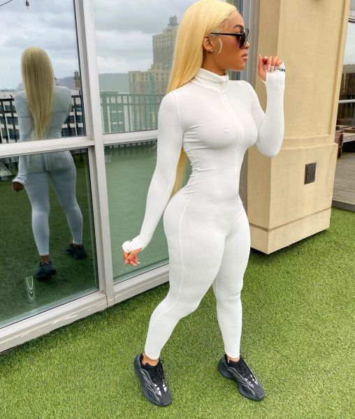 Super soft super stretch rib embroidery big stretch fitness jumpsuit FF1000