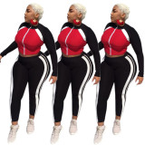 Leisure Women Long Clothes Color Patchwork Track Suits YT3068