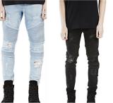 High-end street hole three-dimensional cut Slim stretch leggings jeans TX900