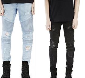 High-end street hole three-dimensional cut Slim stretch leggings jeans TX900
