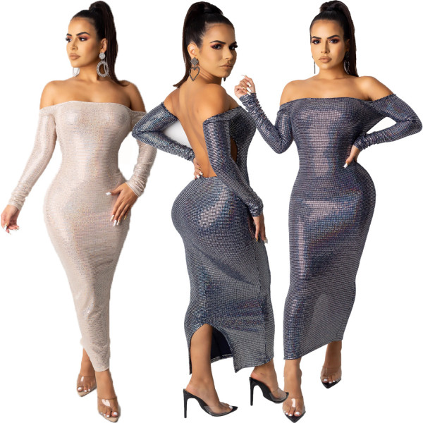 Sexy bronzing dress nightclub women's clothing YS6111
