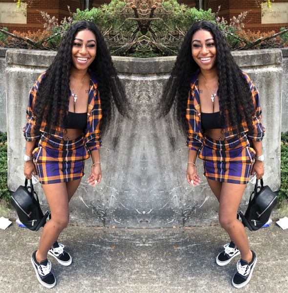 Leisure Plaid Autumn Suits Long Sleeves Coat Wrap Skirt D8200