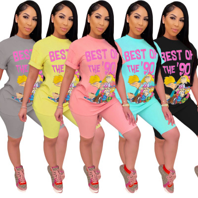 Street cartoon print T-shirt set YY5165