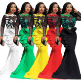 Elegant See Through Flounces Party Floor Length Dress QQM3874