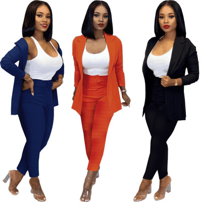 Office Ladies Stylish Two Pieces Solid Color Business Sets DN8320
