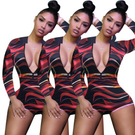 Skinny Long Sleeves Club Wear Romper Shorts ED8082