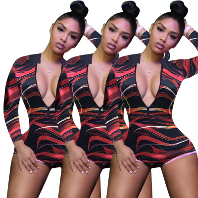 Skinny Long Sleeves Club Wear Romper Shorts ED8082