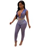 Sexy Deep V Neck Sleeveless Blue Jumpsuit H9475-2