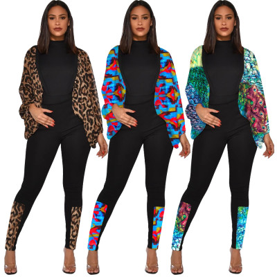 Lantern Sleeve T Shirt Slinky Pants Stylish Printed Outfits QQM3912