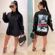 Fashion Pattern Printed Long Sleeves Loose Mini Shirt Dress RM8802