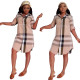 HOT-HOT Plaid shirt mid-skirt loose dress  K8793
