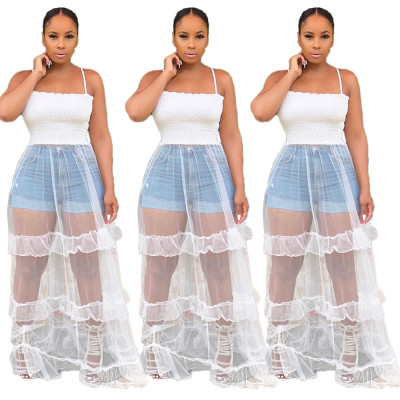 Sexy Underwear Perspective Mesh Splicing Condole Belt Dress LSN708