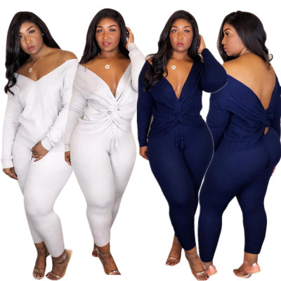 Fashion Pure Color Sets Sexy Bandage Top Slinky Pants YT3075