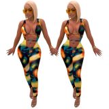 New Design Bandage Sleeveless Tie-Dye Tight Jumpsuit YS291