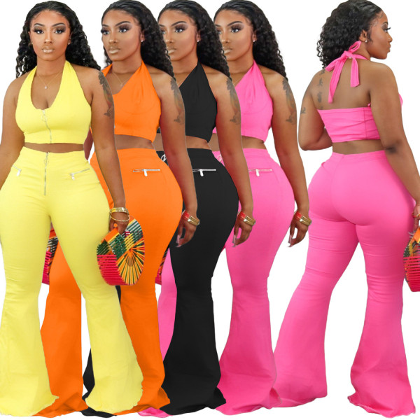 Two-piece fashion casual new vest and flared pants HHM6338