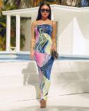 Holiday Women Printing Strapless Ankle Length Dress YYZ628