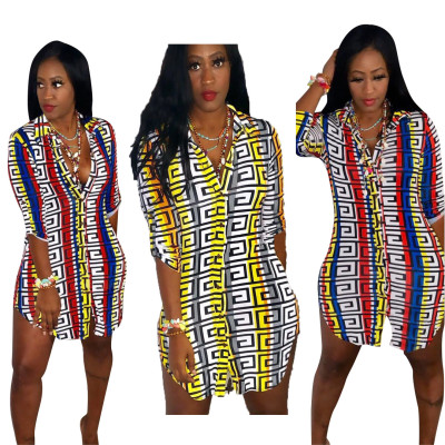 Euramerican Printing Ladies Button Down Casual Shirt Dress JH 092