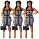 Wholesale Checks Mid Waist Condole Belt Dress SDD9148