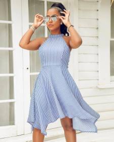 Office Ladies Summer Irregular Sleeveless Dress ARM8067