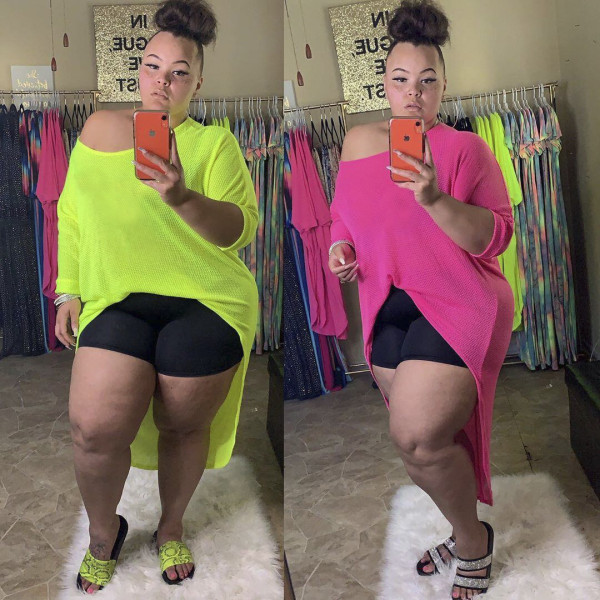 Large size women's shirt sexy knit shoulder color YF1060