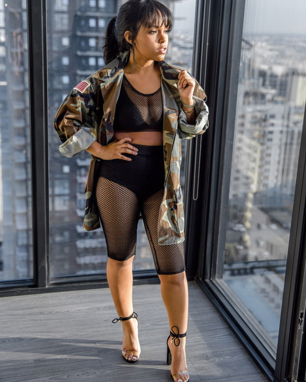 Unique Casual Long Camouflage Coat With Pockets MD128