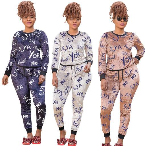 Letter printing fashion casual two-piece suit plus size womens suit OSS20863