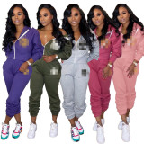Women's Sports Casual Embroidered Pants Set Two Piece Set TK6051