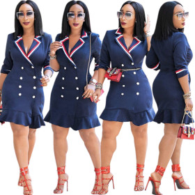 Office Ladies Pleated Half Sleeves Bodycon Dress DN8149