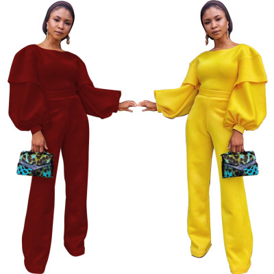 New Arrival Bishop Sleeves Solid Jumpsuit For Daily Wear HM5172