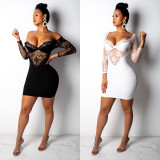 Sexy Backless Lace Patchwork Bodycon Short Dress M878