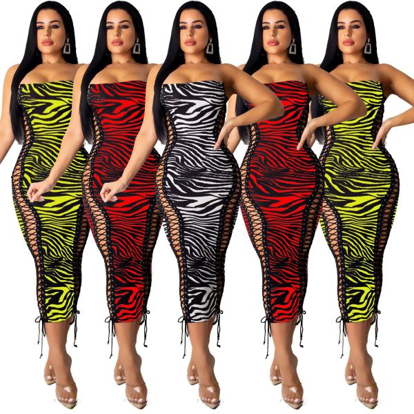 Club Ladies Printing Off Shoulder Bandage Midi Dress R6209