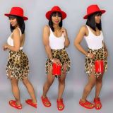 Women Casual Tassel Leopard Print Bodycon Shorts SS0821