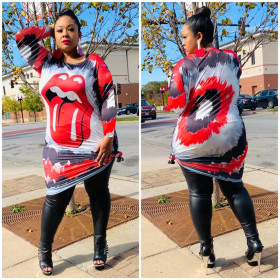Women\'s Sexy Lip Print Dress DM172
