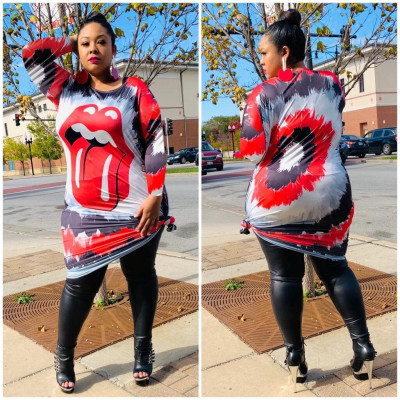 Women\'s Sexy Lip Print Dress DM172