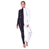 Personality Tight Contract Color Ladies Jumpsuit For Wholesale AL066