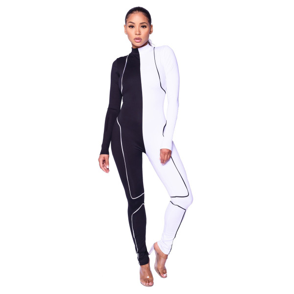 Personality Tight Contract Color Ladies Jumpsuit For Wholesale AL066