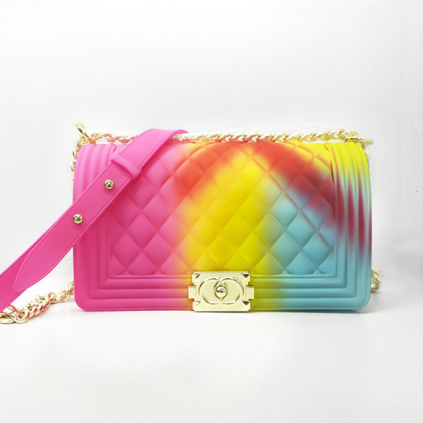 Lingge single shoulder chain bag colorful frosted jelly bag SL2720