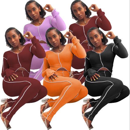 womens fashion line trumpet sleeve dance fitness suit MDF5157
